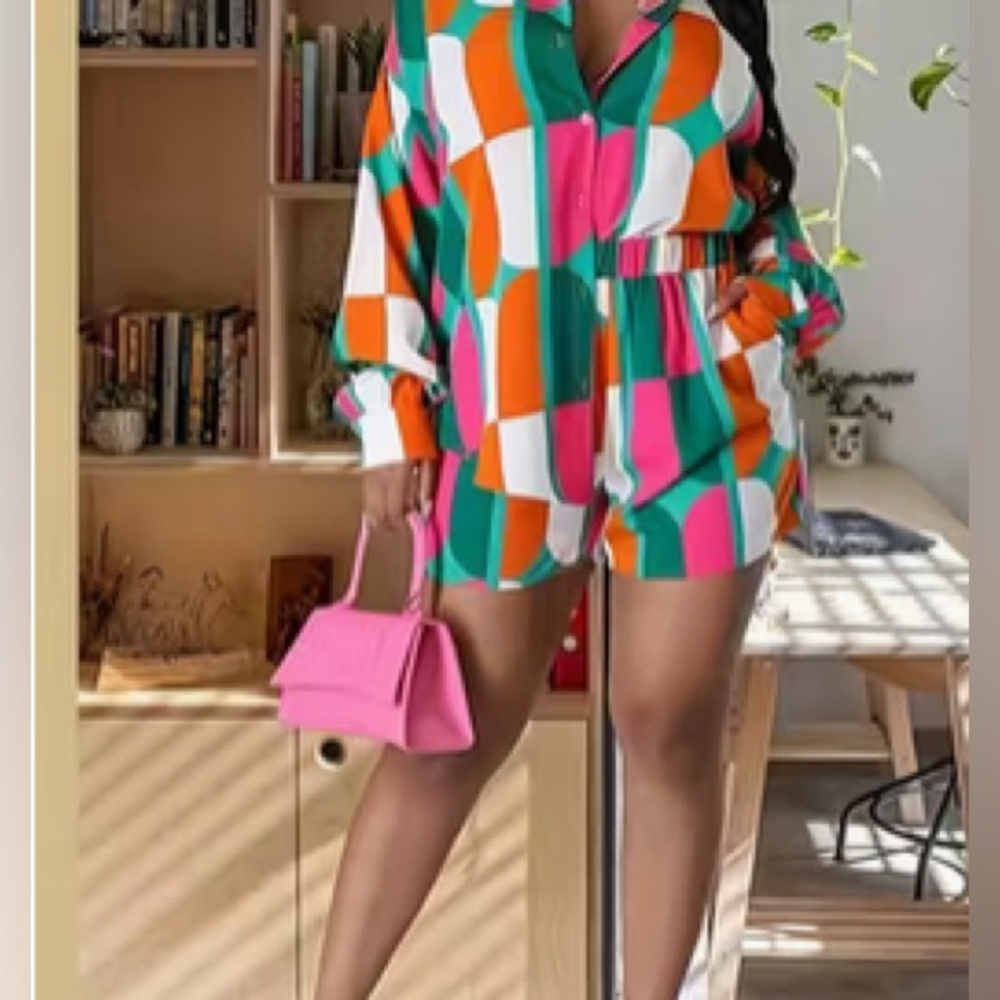Colorful Geometric 2 piece Lounge Set